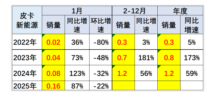 2025年1月皮卡市場數據分析 銷量排行榜 2025年1月皮卡市場數據分析 銷量排行榜